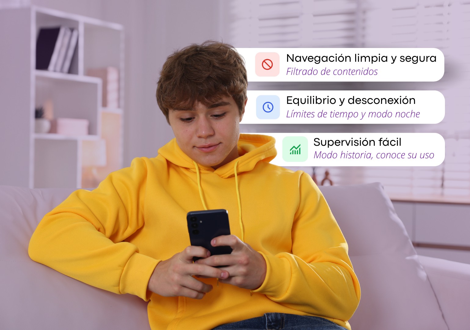 Niño usando tablet con control parental