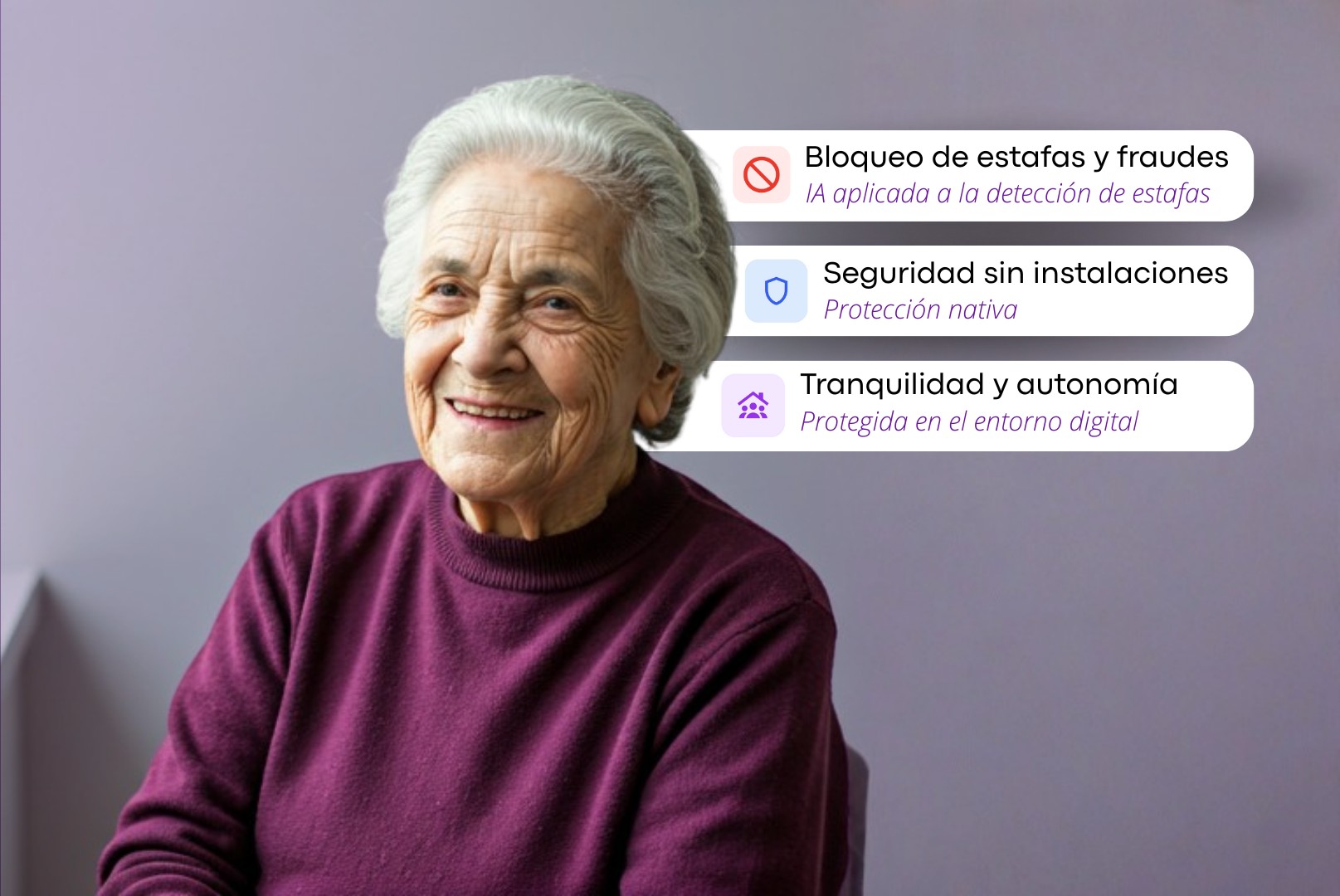 Persona mayor usando móvil